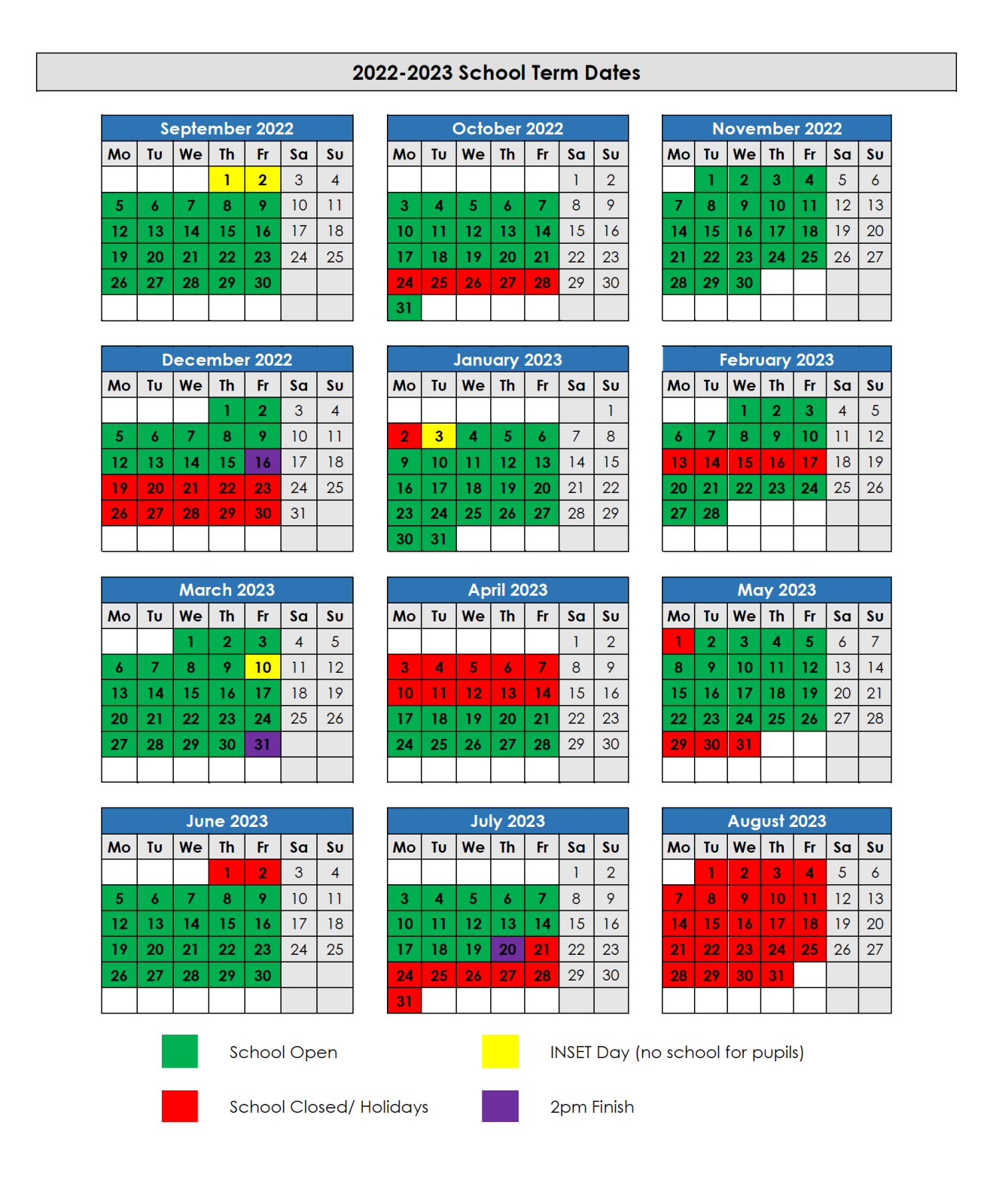 Ashmole Primary School Term Dates